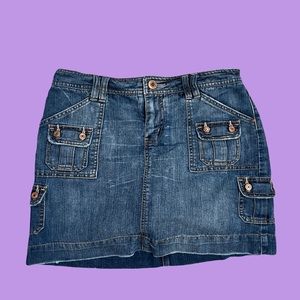 Y2K cargo dark wash jean skirt